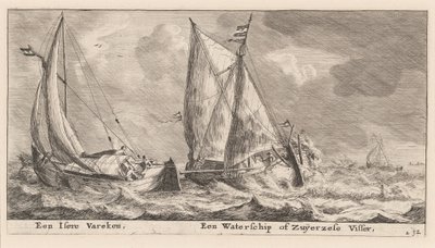 "Isere"-alus ja Waterschip- tai Zuiderzee-kalastusvene tekijältä Reinier Nooms, called Zeeman