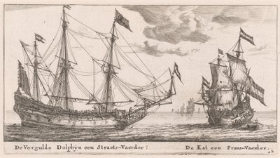 "Vergulde Dolphyn", suuri kauppalaiva, ja "Kat", huilu tekijältä Reinier Nooms, called Zeeman