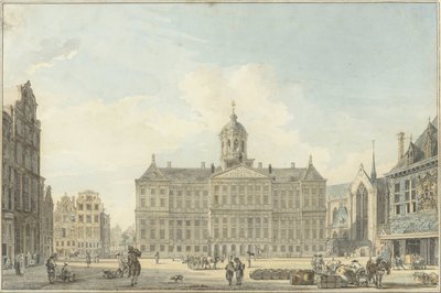 Amsterdam, pato kaupungintalon kanssa ja Waag tekijältä Reinier Vinkeles (I)