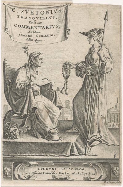 Jalusta, jossa keisari istuimellaan Nimilehti: J. Schild, [Ooppera], 1656 tekijältä Reinier van Persijn