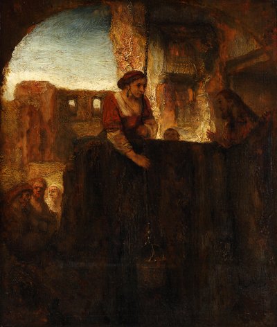 Kristus ja samarialainen nainen kaivolla tekijältä Rembrandt