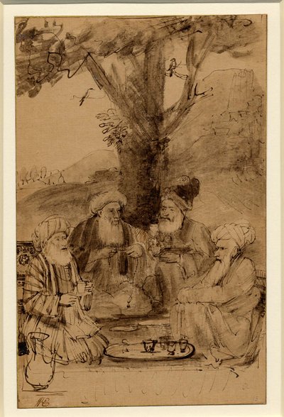 Neljä mullahia istuu puun alla, Rembrandt, noin 1656-61. tekijältä Rembrandt