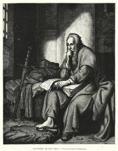 Pyhä Paavali vankilassa (litho) tekijältä Rembrandt Harmensz. van Rijn (after)