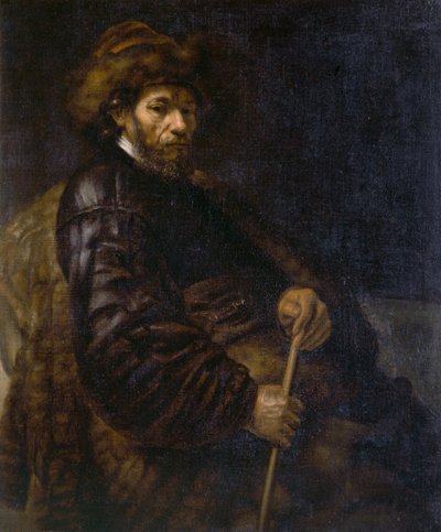 Istuva mies kepillä (öljy kankaalle) tekijältä Rembrandt Harmensz. van Rijn