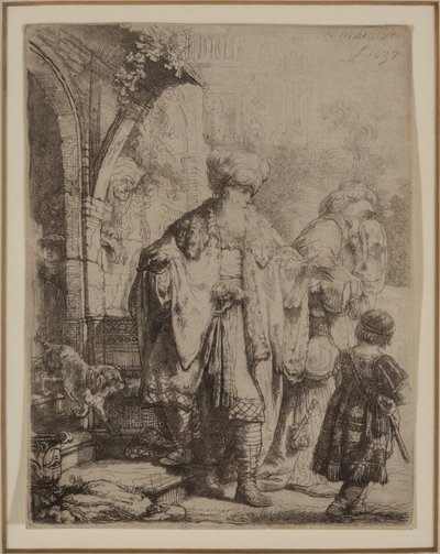 Abraham karkotti Hagarin ja Ismaelin tekijältä Rembrandt van Rijn