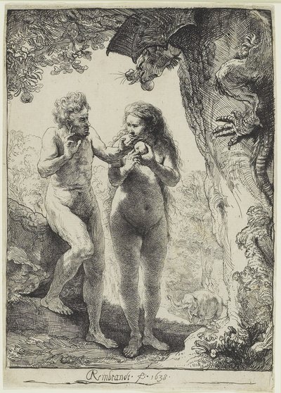 Aatami ja Eeva tekijältä Rembrandt van Rijn