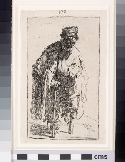 Puujalkainen kerjäläinen, n. 1630 (etsaus) tekijältä Rembrandt van Rijn