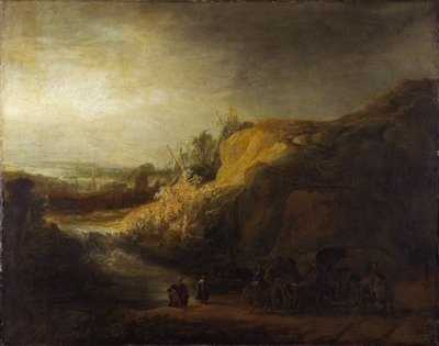 ""Maisema eunukin kasteella"" Rembrandt van Rhijnin (1606-1669) maalaus 1640 Niedersachsisches Landesmuseum, Hannover tekijältä Rembrandt Harmensz. van Rijn