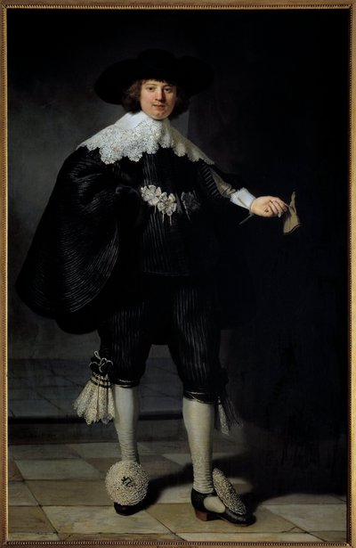 Maertens Soolmansin muotokuva Harmensz Van Rijn Rembrandtin maalaus (1606-1669) 1634 Yksityinen kokoelma - Maertens Soolmansin muotokuva. Harmensz Van Rijn Rembrandtin (1606-1669) maalaus tekijältä Rembrandt van Rijn