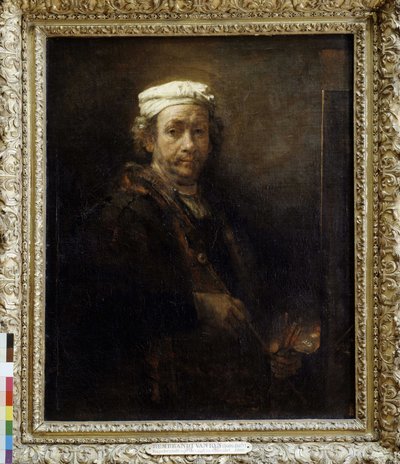 Rembrandt vanheni maalaustelineen edessä (1660). tekijältä Rembrandt van Rijn