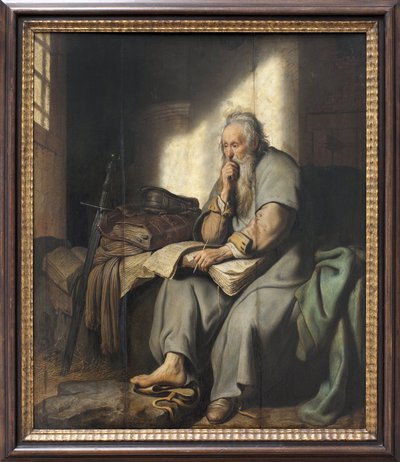Pyhä Paavali vankilassa. Rembrandt Harmensz van Rijnin (1606-1669) maalaus öljy puulle tekijältä Rembrandt van Rijn