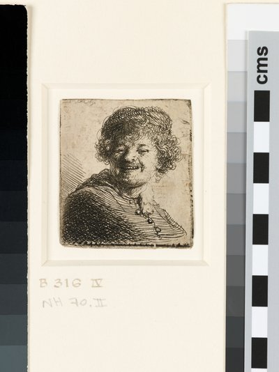 Omakuva lippisessä: nauraa tekijältä Rembrandt van Rijn