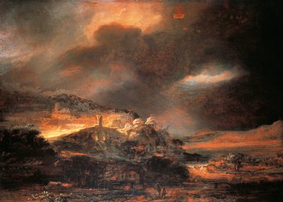 Myrskyinen maisema, c.1637/38 (öljy paneelille) tekijältä Rembrandt Harmensz. van Rijn