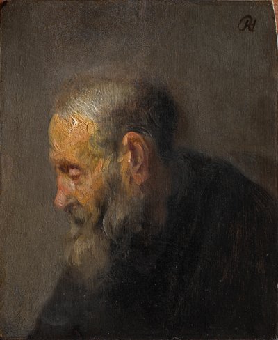 Tutkimus vanhasta miehestä profiilissa, n. 1630 (öljy paneelissa) tekijältä Rembrandt van Rijn