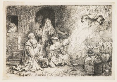 Enkeli lähtemässä Tobiaksen perheestä tekijältä Rembrandt van Rijn