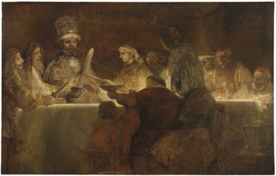 Batavialaisten salaliitto Claudius Civilisin johdolla, n. 1666 (öljy kankaalle) tekijältä Rembrandt van Rijn