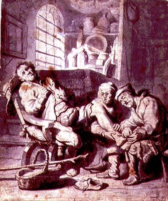 Nyrjähtynyt jalka (kynä ja muste, akvarelli paperille) tekijältä Rembrandt Harmensz. van Rijn