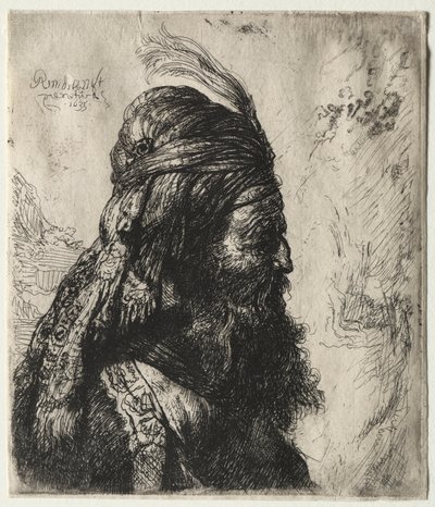 Kolmas itämainen pää tekijältä Rembrandt Harmensz. van Rijn