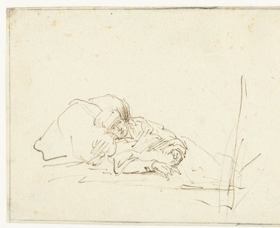 Saskia sairaana sängyssä tekijältä Rembrandt van Rijn (copy after)