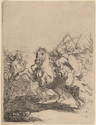Ratsuväen taistelu tekijältä Rembrandt van Rijn