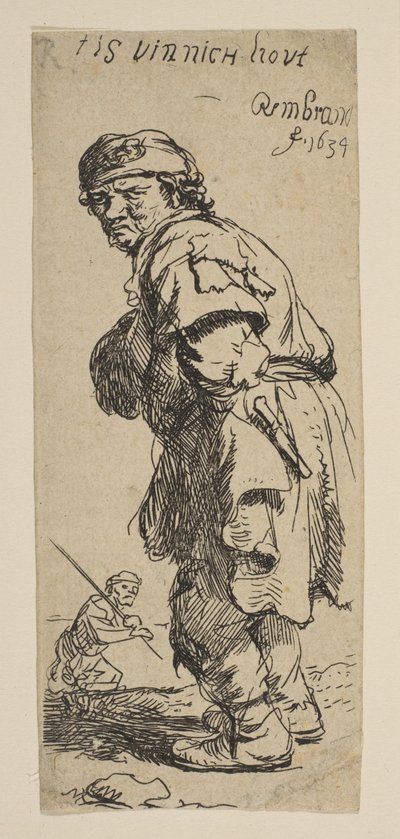 Talonpoika huutaa: T on vinnich kout, 1634. tekijältä Rembrandt van Rijn