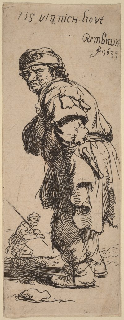 Talonpoika huutaa: ”tis vinnich kout” (On purevan kylmä) tekijältä Rembrandt van Rijn