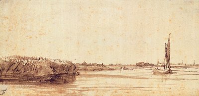 Joki purjeveneellä Nieuwe Meerillä tekijältä Rembrandt van Rijn