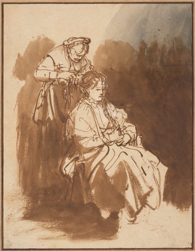 Nuori nainen, jolla on punottu hiukset, noin 1637 tekijältä Rembrandt van Rijn