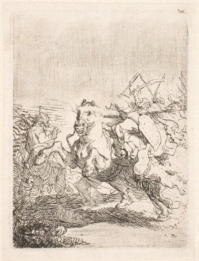 Ratsuväen taistelu tekijältä Rembrandt van Rijn