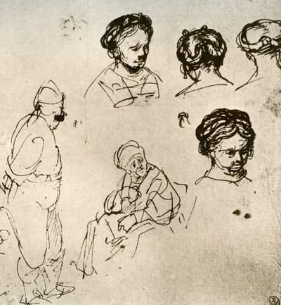 Sivu luonnoksia, 1913. tekijältä Rembrandt van Rijn
