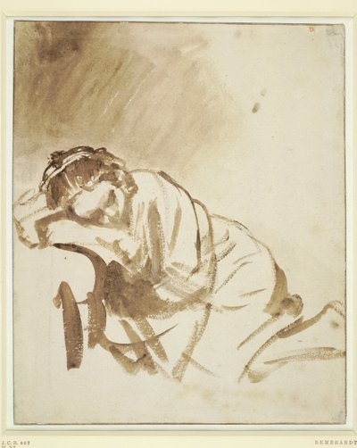 Nuori nainen nukkumassa Hendrickje Stoffelsissa, noin 1654 tekijältä Rembrandt van Rijn
