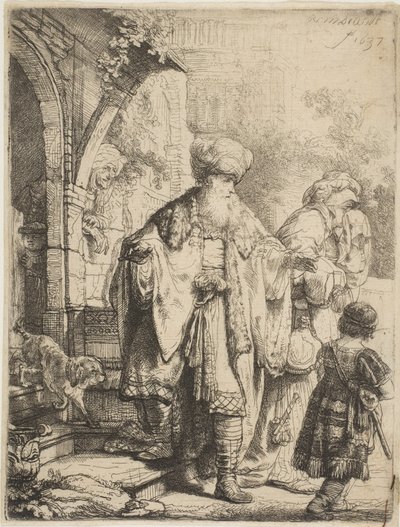 Abraham karkottaa Hagarin ja Ismaelin, 1637. tekijältä Rembrandt van Rijn