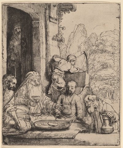 Abraham viihdyttää enkeleitä tekijältä Rembrandt van Rijn