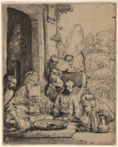 Abraham viihdyttää enkeleitä tekijältä Rembrandt van Rijn