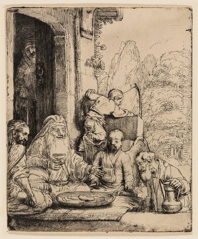 Abraham viihdyttää enkeleitä tekijältä Rembrandt van Rijn
