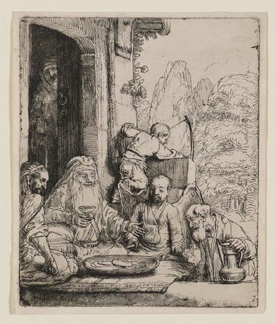 Abraham viihdyttää enkeleitä tekijältä Rembrandt van Rijn