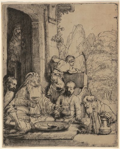 Abraham viihdyttää enkeleitä tekijältä Rembrandt van Rijn