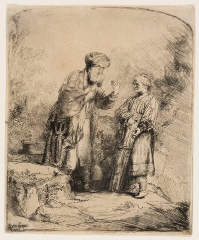 Abraham ja Iisak tekijältä Rembrandt van Rijn