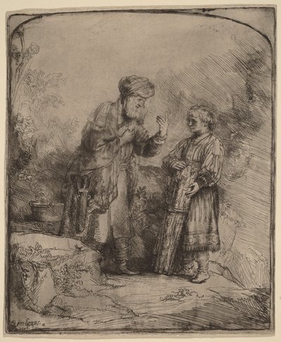 Aabraham ja Iisak tekijältä Rembrandt van Rijn
