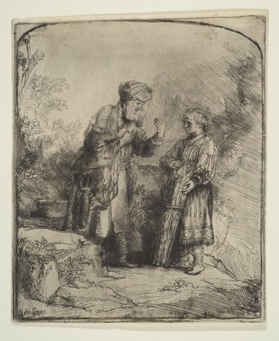 Abraham ja Iisak, 1645. tekijältä Rembrandt van Rijn