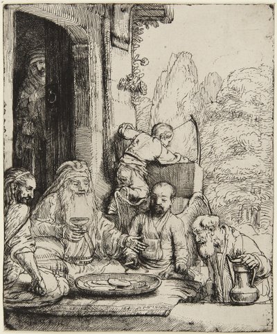 Abraham viihdyttää enkeleitä tekijältä Rembrandt van Rijn
