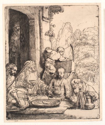 Abraham viihdyttää enkeleitä tekijältä Rembrandt van Rijn