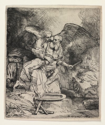Abrahamin uhri tekijältä Rembrandt van Rijn