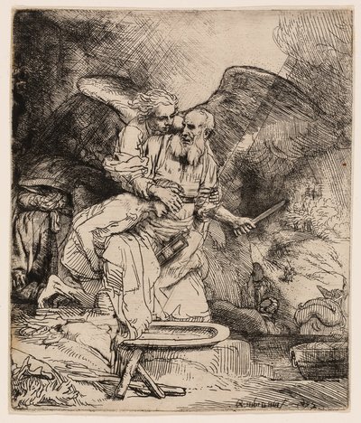 Aabrahamin uhri tekijältä Rembrandt van Rijn