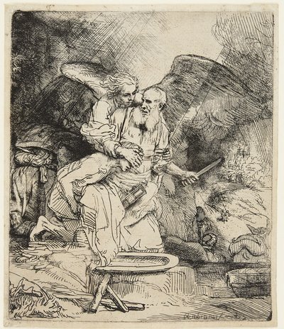 Aabrahamin uhraus tekijältä Rembrandt van Rijn