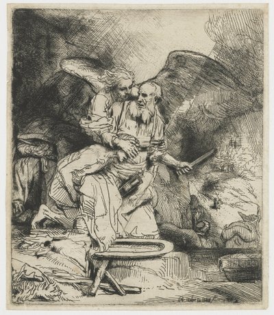 Abrahamin uhri tekijältä Rembrandt van Rijn