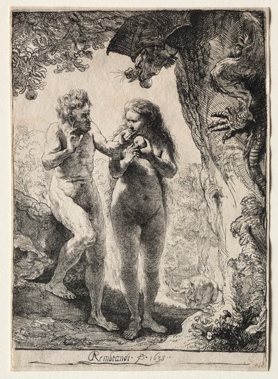 Aatami ja Eeva tekijältä Rembrandt van Rijn