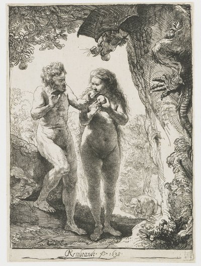 Aatami ja Eeva tekijältä Rembrandt van Rijn