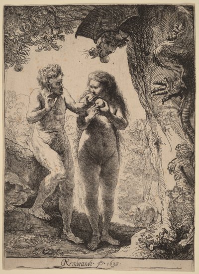 Aadam ja Eeva tekijältä Rembrandt van Rijn