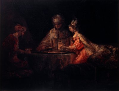 Ahasverus, Haman ja Ester, 1660. tekijältä Rembrandt van Rijn